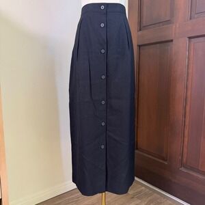 Jones New York Black Button-Front Maxi Skirt